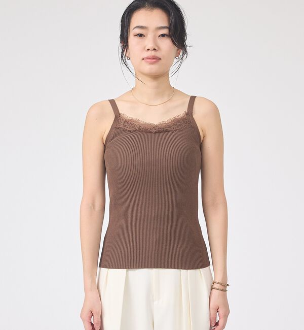 Rouge vif「【一部店舗限定】レースキャミ付きニットアンサンブル/カーディガン/レーストップス」|カーディガン|