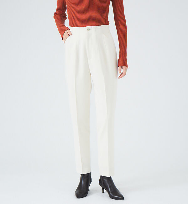 qualite「【新色登場】【セットアップ対応】ダブルクロスハイウエストテーパードパンツ」|その他|アイボリー