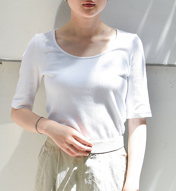 qualite「ランダムテレコTシャツ」|Tシャツ・カットソー|ホワイト