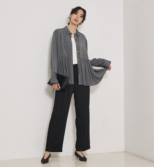 qualite「ギャザータック切り替えシャツ」|シャツ・ブラウス|