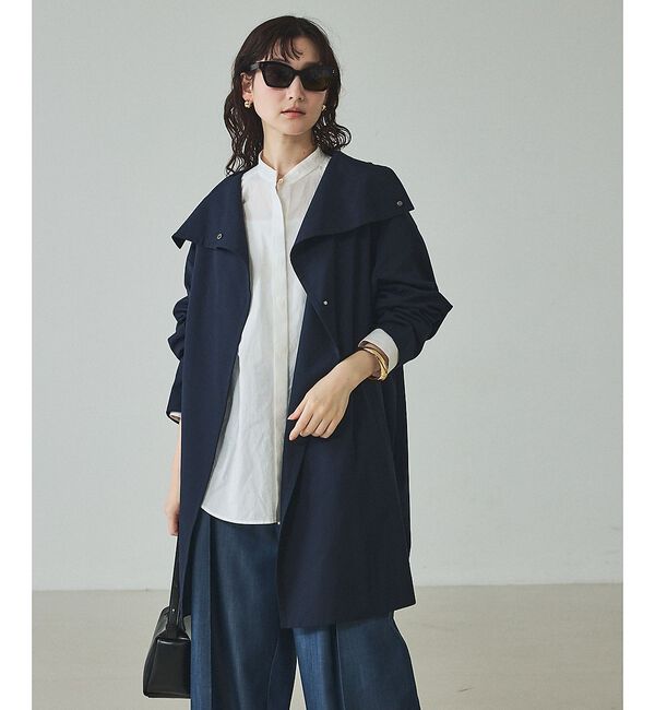 qualite「ネイビー数点入荷！在庫あるのみ！【大人のスプリングコート】オーバースタンドコート」|トレンチコート|
