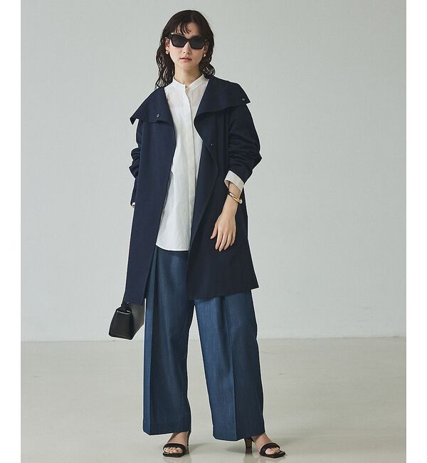 qualite「ネイビー数点入荷！在庫あるのみ！【大人のスプリングコート】オーバースタンドコート」|トレンチコート|