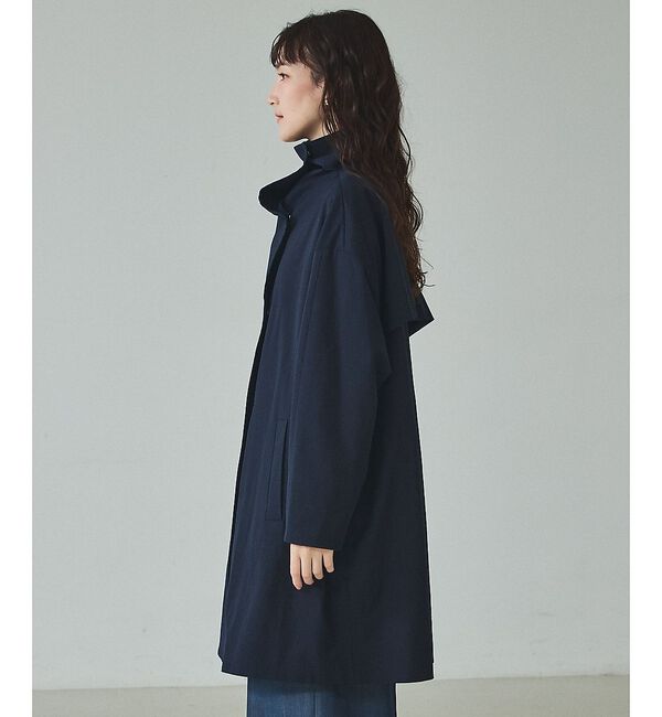 qualite「ネイビー数点入荷！在庫あるのみ！【大人のスプリングコート】オーバースタンドコート」|トレンチコート|