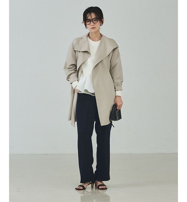 qualite「ネイビー数点入荷！在庫あるのみ！【大人のスプリングコート】オーバースタンドコート」|トレンチコート|