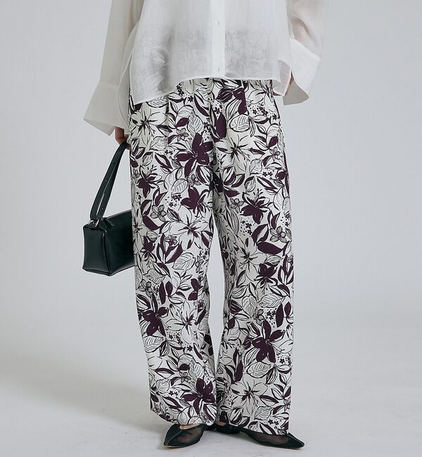qualite「【大人のための柄パンツ】ボタニカルプリントパンツ」|その他|ワイン