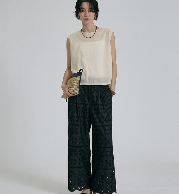qualite「【セットアップ対応】エンブロイダリーワイドパンツ【予約】」|その他|