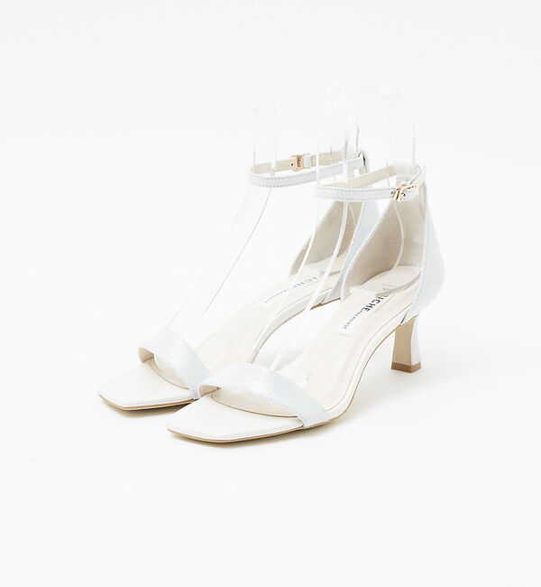 AU BANNISTER「アンクルストラップ スクエアトゥサンダル」|サンダル|シルバー