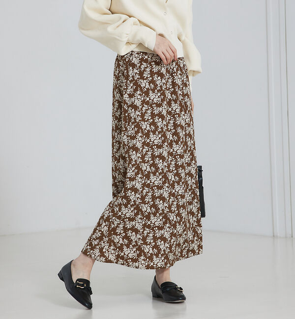 abahouse mavie「ベロア&プリントマーメイドスカート」|スカート|
