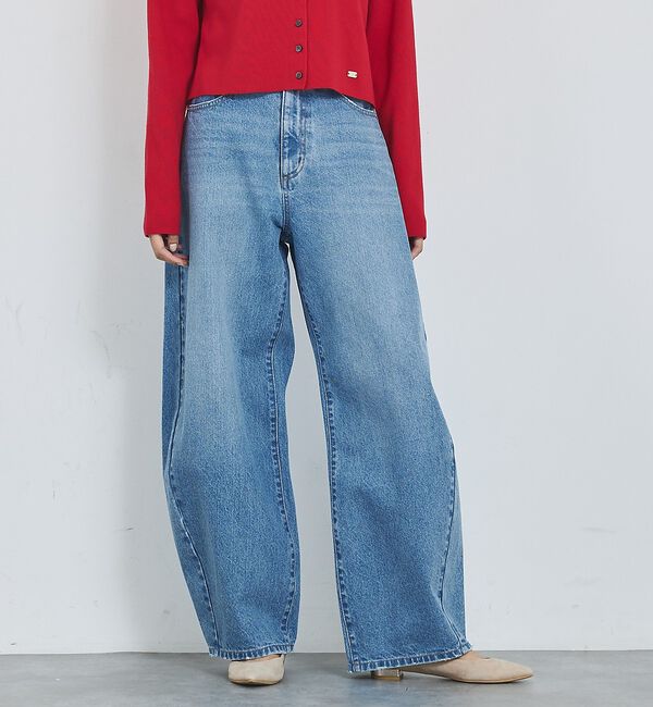 abahouse mavie「【GISELe 4月号掲載】ウォッシュドバレルジーンズ」|デニム|サックスブルー