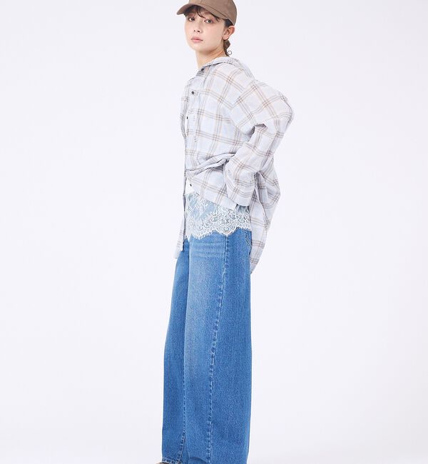 abahouse mavie「【シアー素材】チェックフードシャツ/春服/夏服/ゆったり/羽織り」|シャツ・ブラウス|