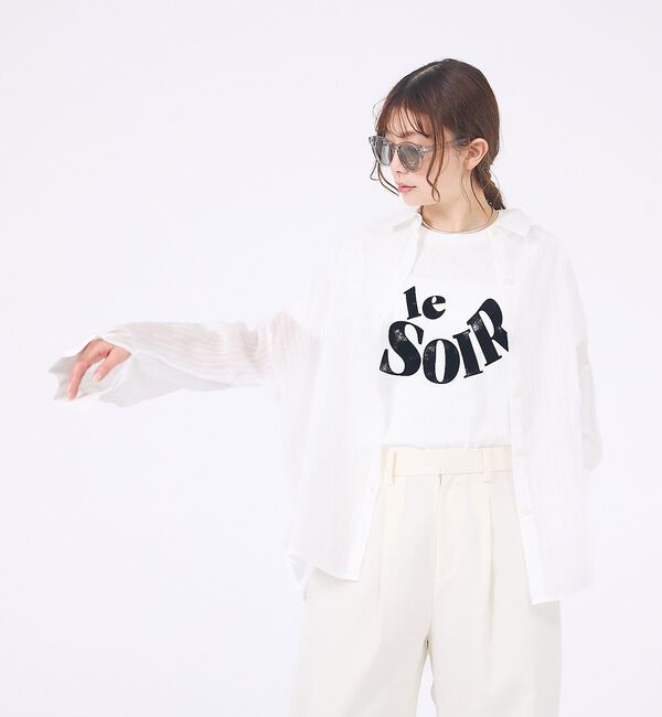 abahouse mavie「【やわらかに透ける】シアーストライプシャツ」|シャツ・ブラウス|