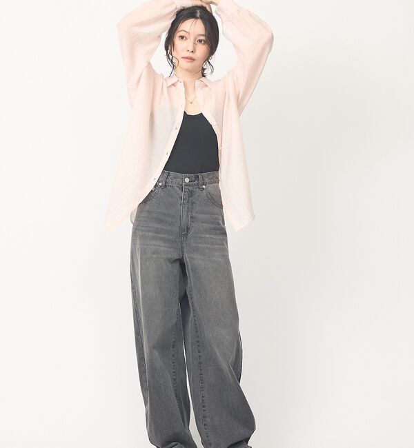 abahouse mavie「【やわらかに透ける】シアーストライプシャツ」|シャツ・ブラウス|