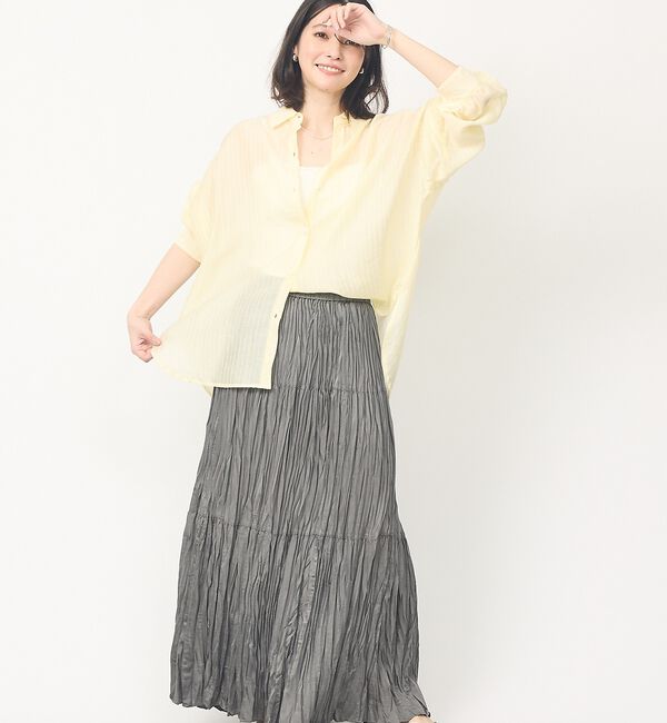 abahouse mavie「【やわらかに透ける】シアーストライプシャツ」|シャツ・ブラウス|