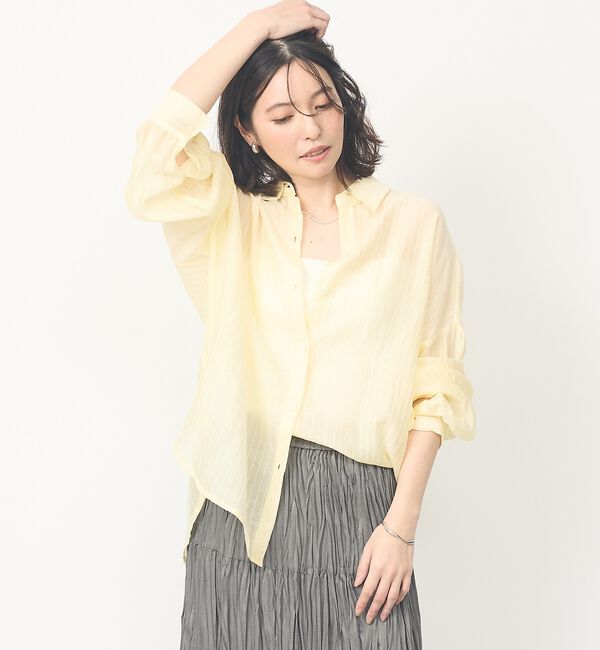 abahouse mavie「【やわらかに透ける】シアーストライプシャツ」|シャツ・ブラウス|