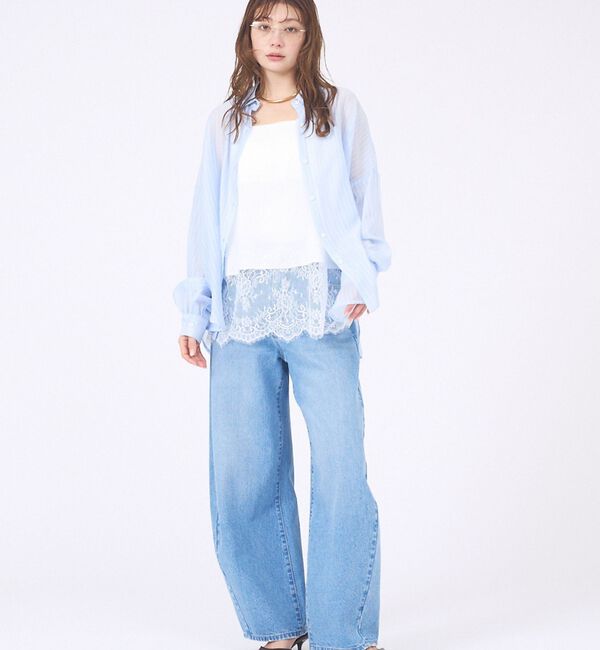 abahouse mavie「【やわらかに透ける】シアーストライプシャツ」|シャツ・ブラウス|