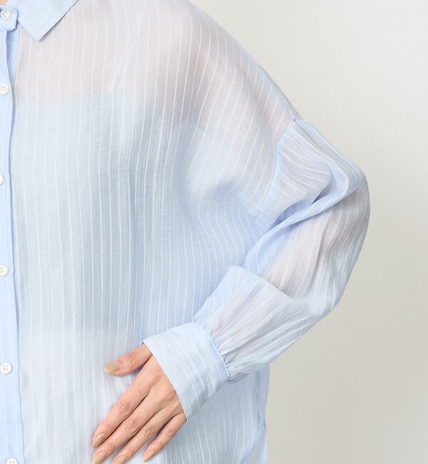 abahouse mavie「【やわらかに透ける】シアーストライプシャツ」|シャツ・ブラウス|