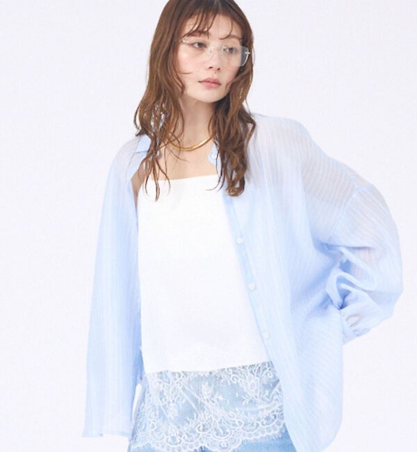 abahouse mavie「【やわらかに透ける】シアーストライプシャツ」|シャツ・ブラウス|