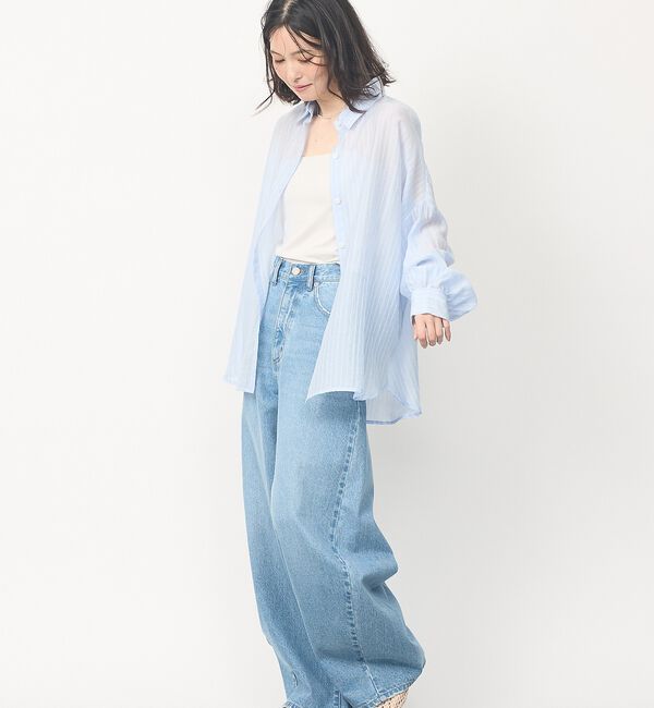 abahouse mavie「【やわらかに透ける】シアーストライプシャツ」|シャツ・ブラウス|