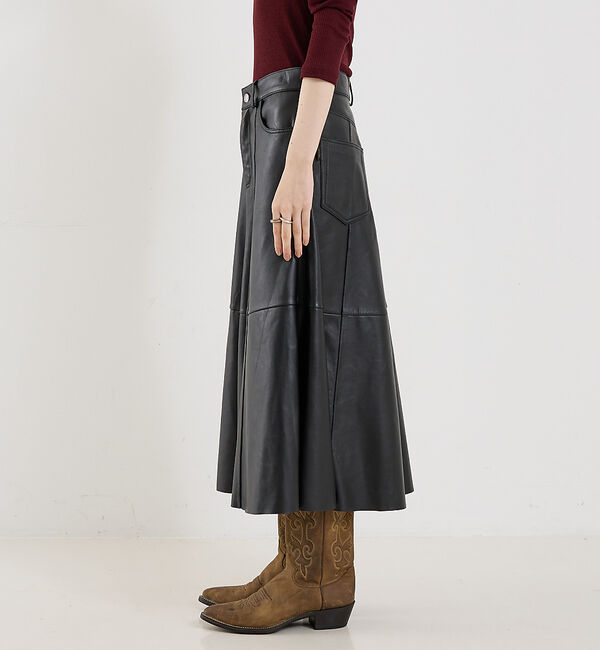 The Store by C' 「【HAIKURE】MID SERENITY LETHER SKIRT／レザースカ」|スカート|