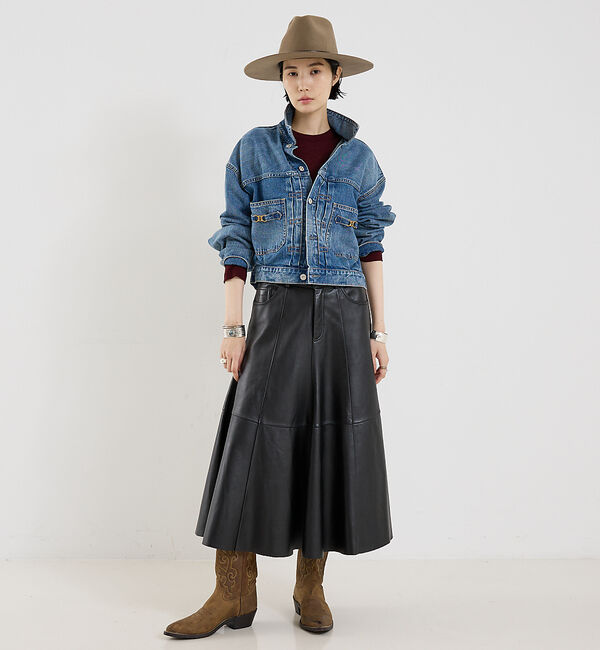 The Store by C' 「【HAIKURE】MID SERENITY LETHER SKIRT／レザースカ」|スカート|