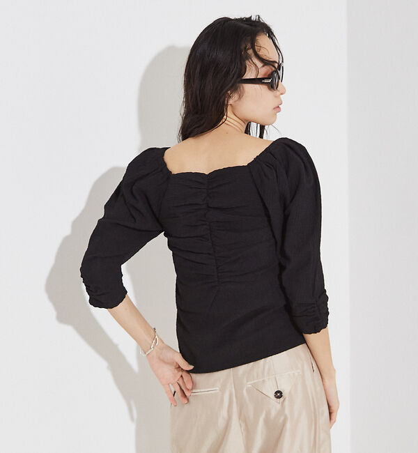 NOMINE「シャーリング ボリュームスリーブ2WAYプルオーバー」|Tシャツ・カットソー|