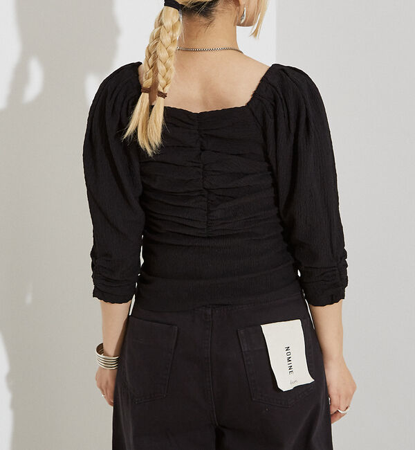 NOMINE「シャーリング ボリュームスリーブ2WAYプルオーバー」|Tシャツ・カットソー|