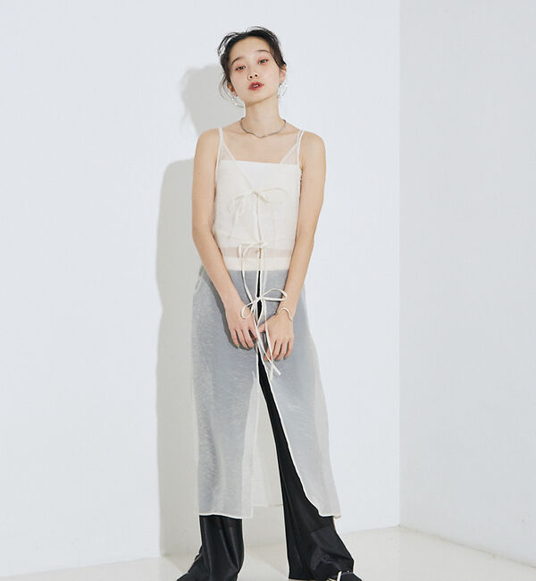 NOMINE「【前後着用可】無地 2WAY シアー キャミソール  ワンピース」|ワンピース|