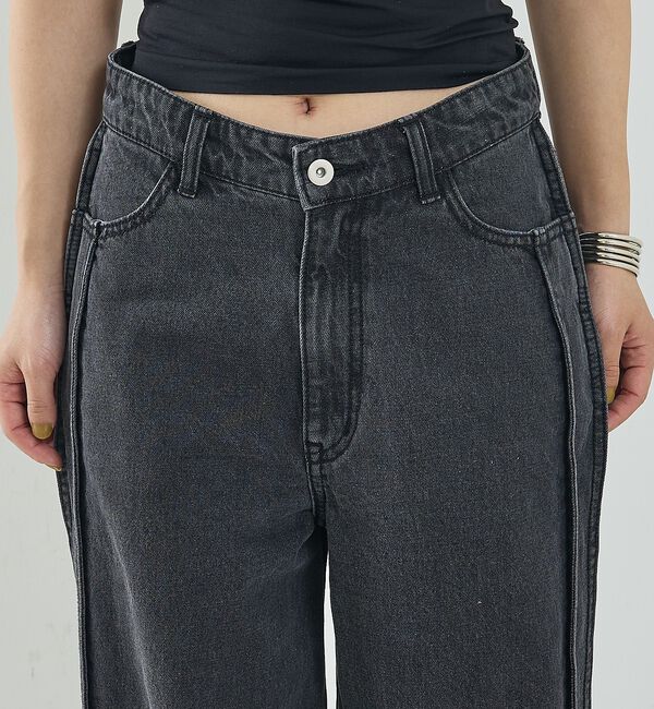 NOMINE「サイドライン ワイド デニムパンツ」|デニム|