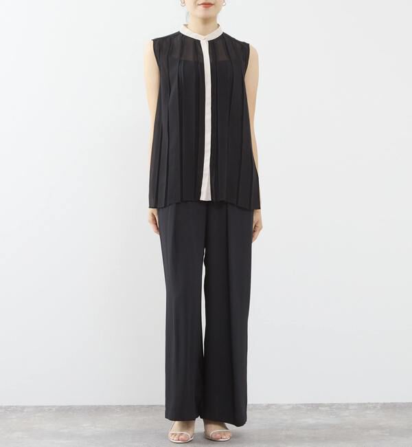 TIARA「バイカラープリーツトップス」|シャツ・ブラウス|