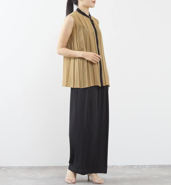 TIARA「バイカラープリーツトップス」|シャツ・ブラウス|