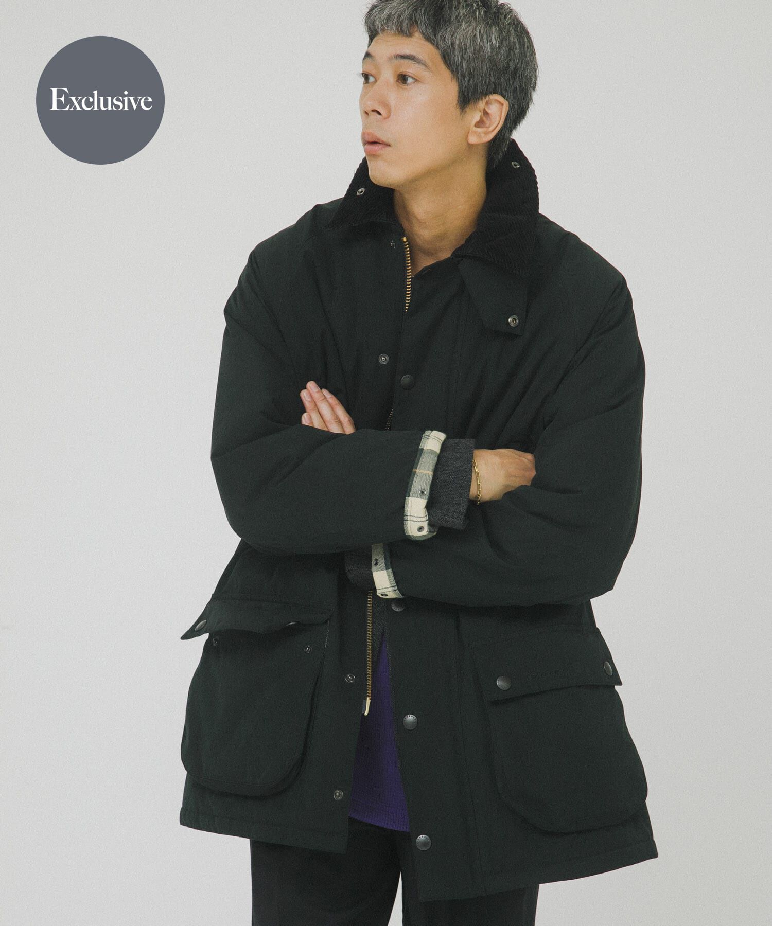 URBAN RESEARCH「『別注』Barbour / URBAN RESEARCH　PADDED OS BEAUFORT」|ノーカラーコート|ブラック
