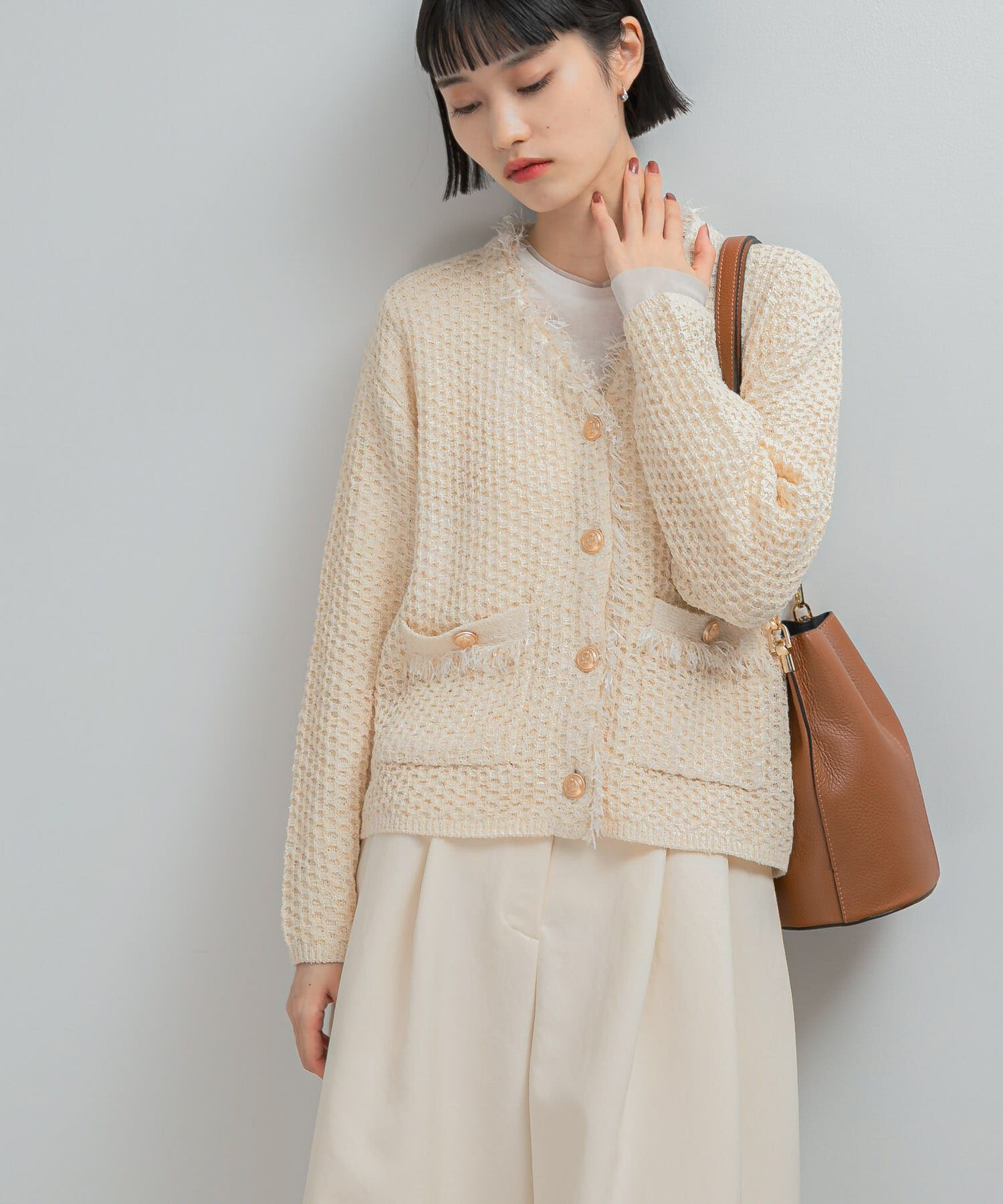 URBAN RESEARCH ROSSO「ツイードVネックカーディガン」|カーディガン|