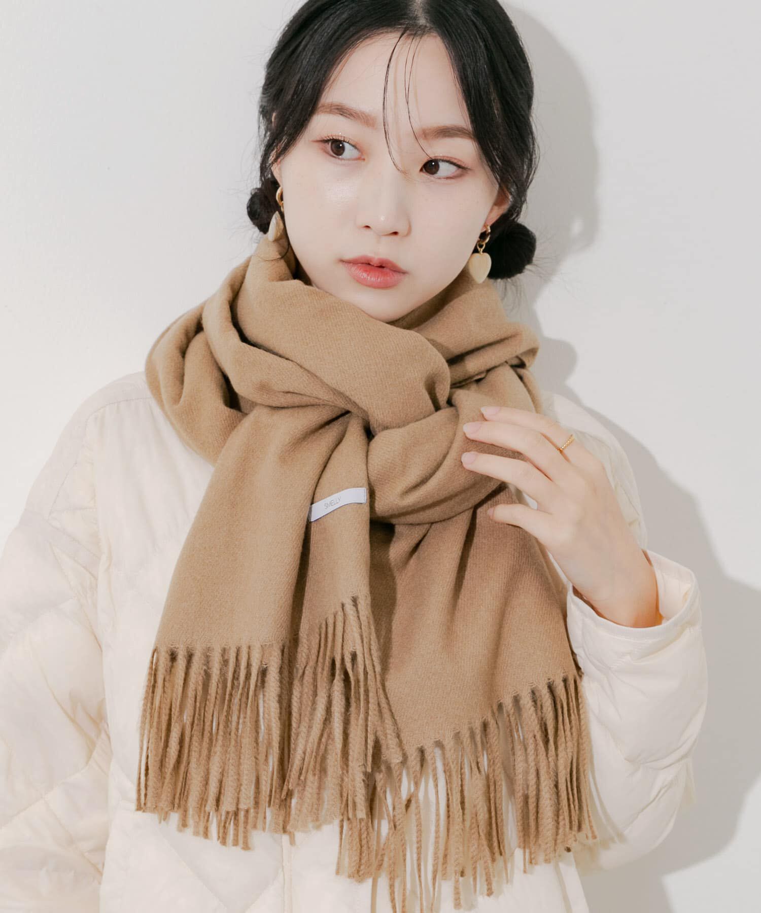 SMELLY「ムジシンプルマフラー」|マフラー|モカ