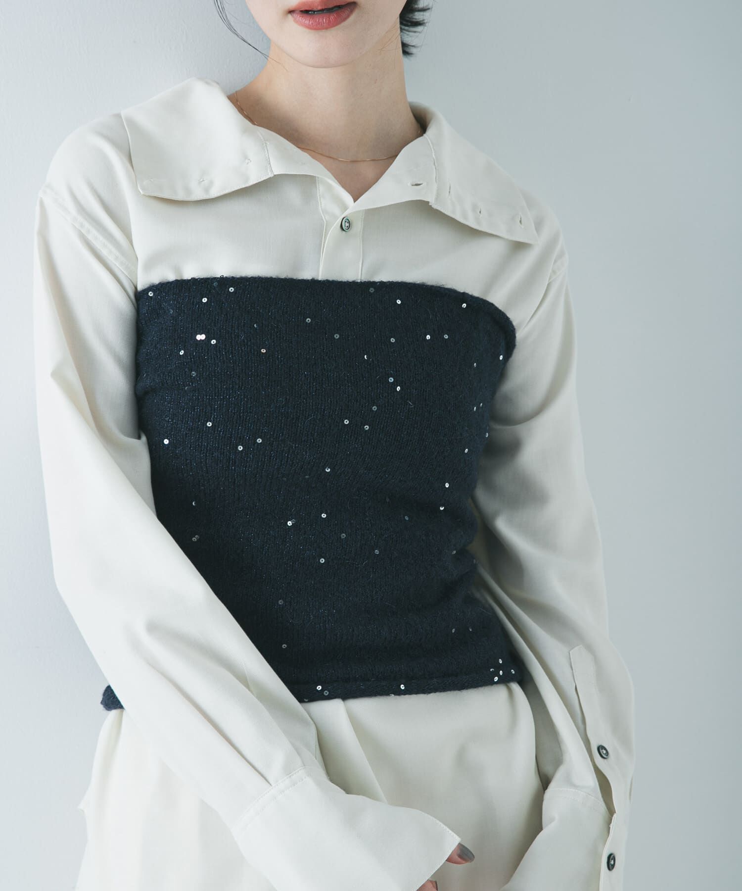 URBAN RESEARCH「スパンコールモヘヤチューブトップ」|チューブトップ|ネイビー