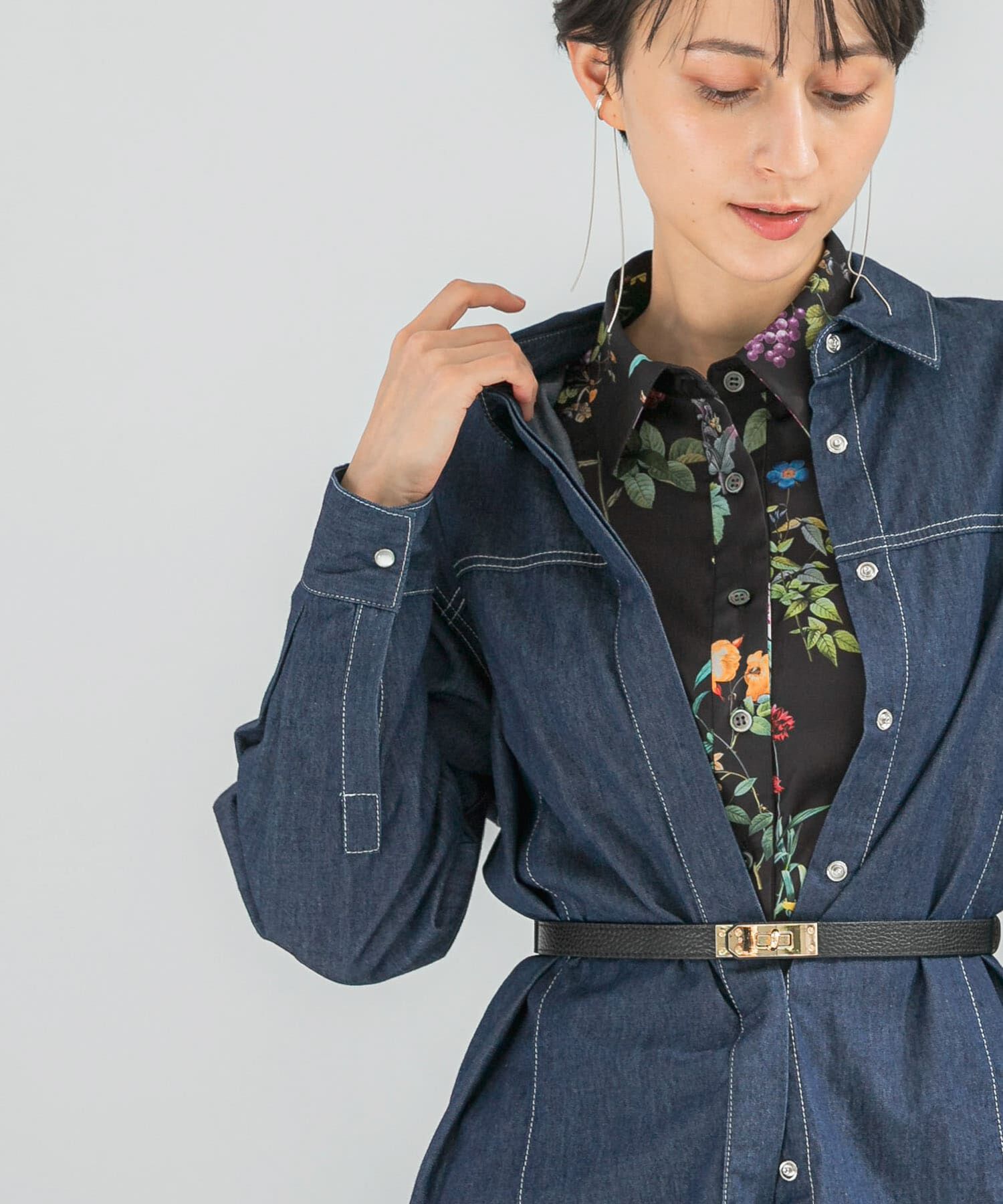 URBAN RESEARCH ROSSO「ボタニカルプリントデザインシャツ」|シャツ・ブラウス|ブラック