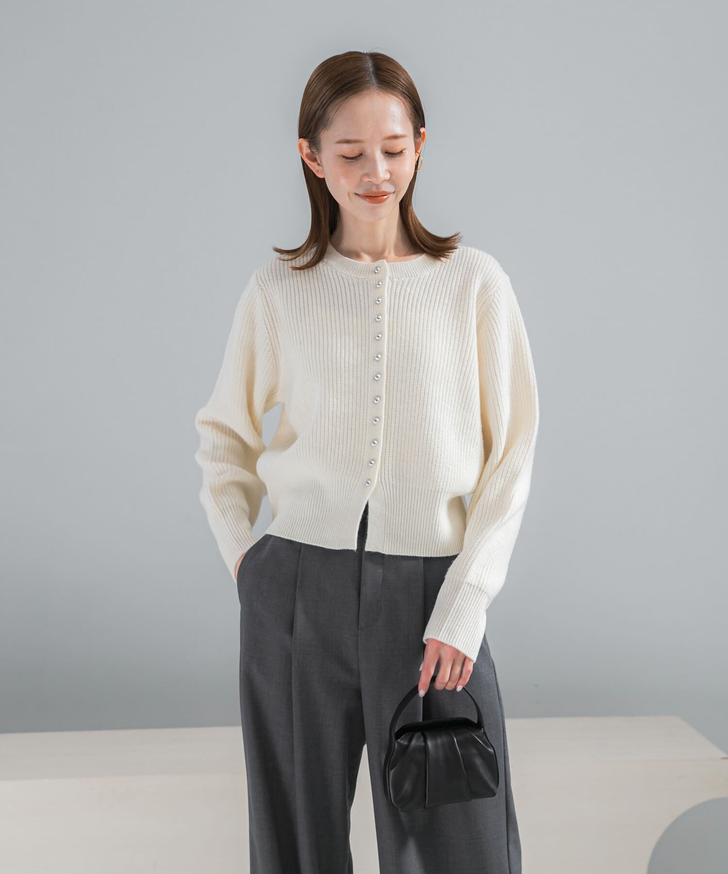 URBAN RESEARCH ROSSO「ボタンデザインニットプルオーバー」|カーディガン|