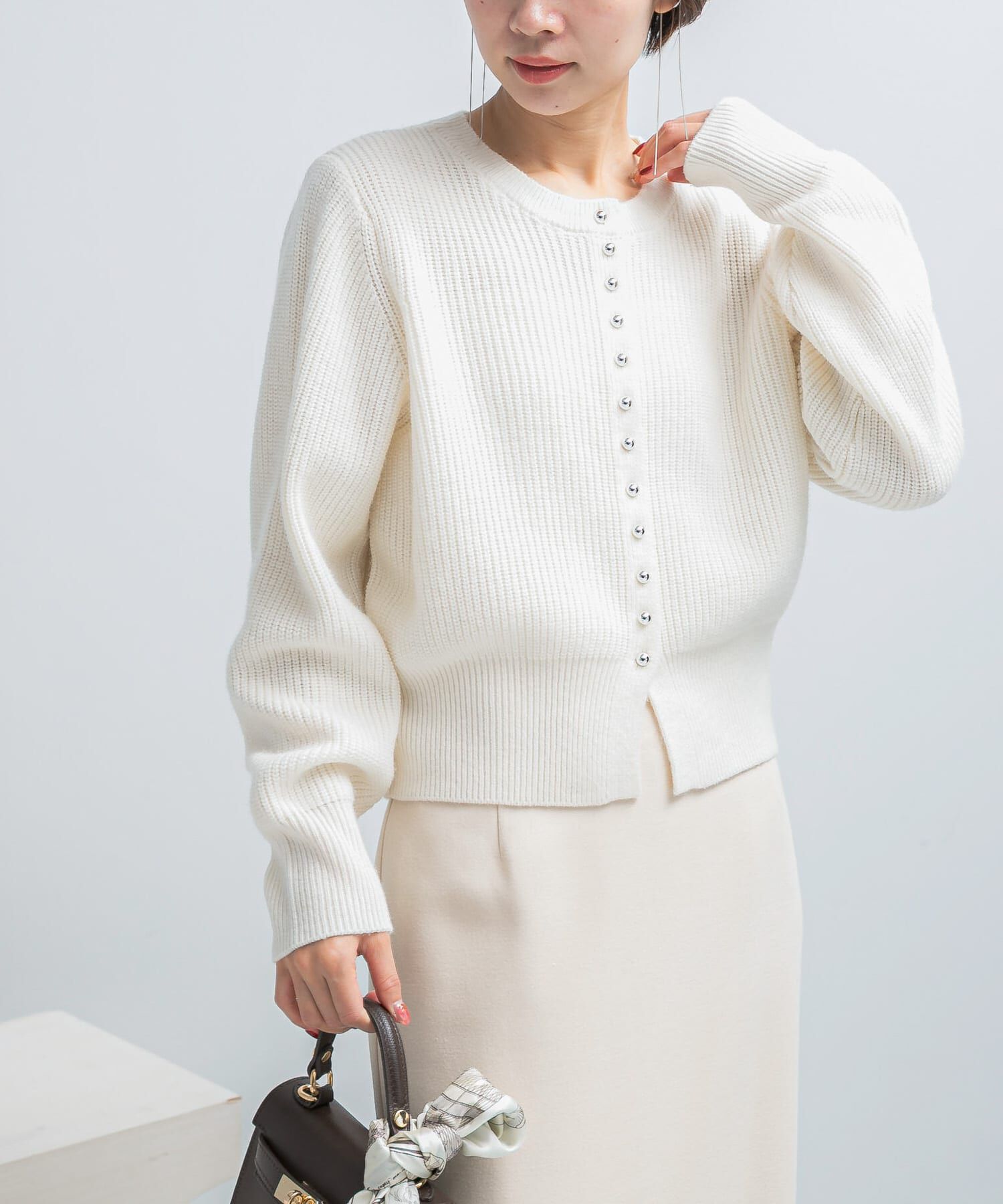 URBAN RESEARCH ROSSO「ボタンデザインニットプルオーバー」|カーディガン|