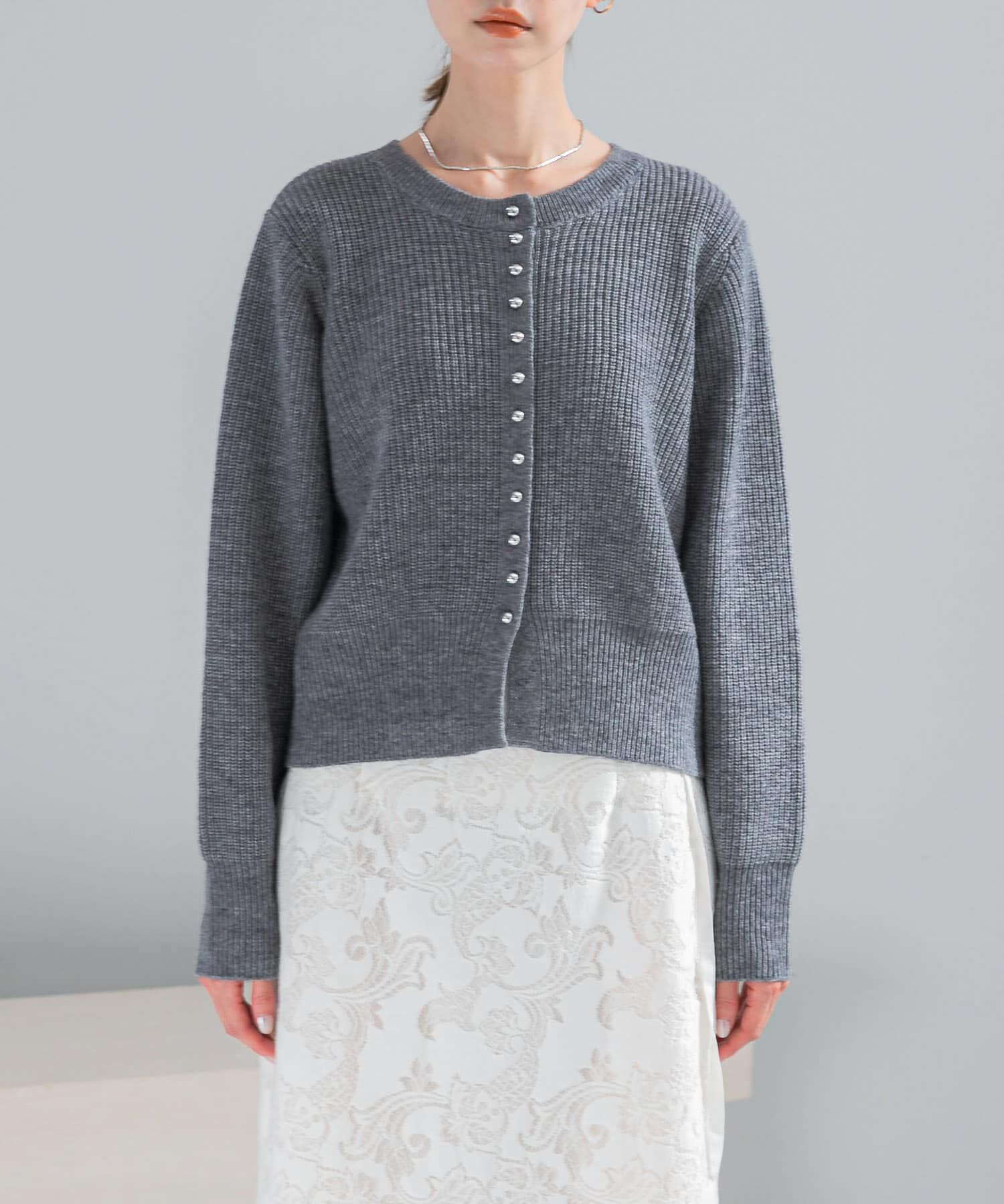 URBAN RESEARCH ROSSO「ボタンデザインニットプルオーバー」|カーディガン|