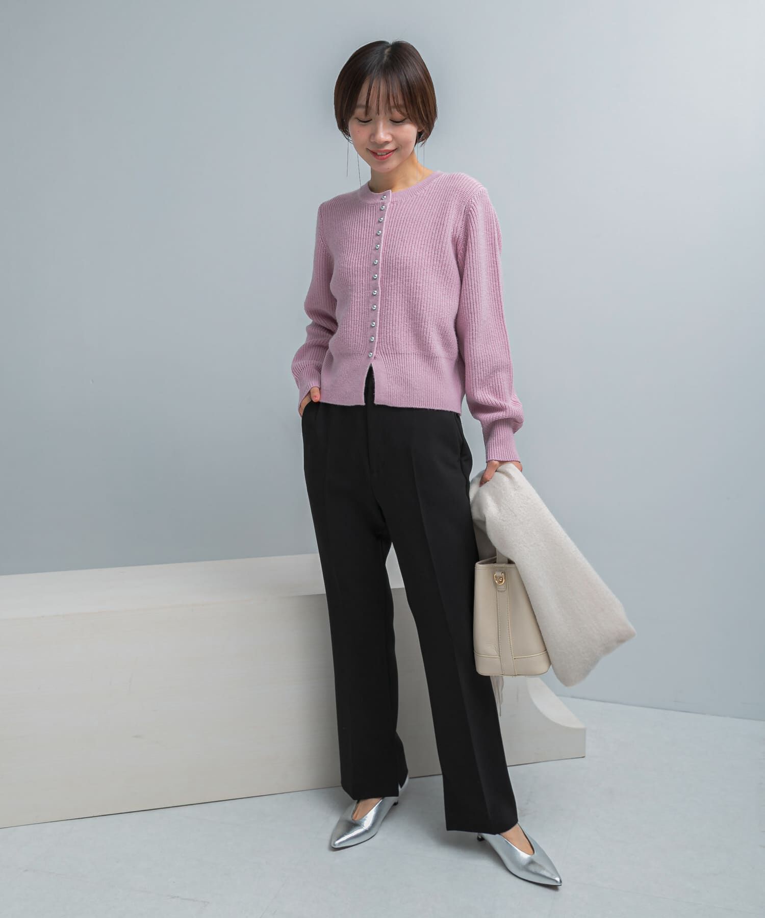 URBAN RESEARCH ROSSO「ボタンデザインニットプルオーバー」|カーディガン|