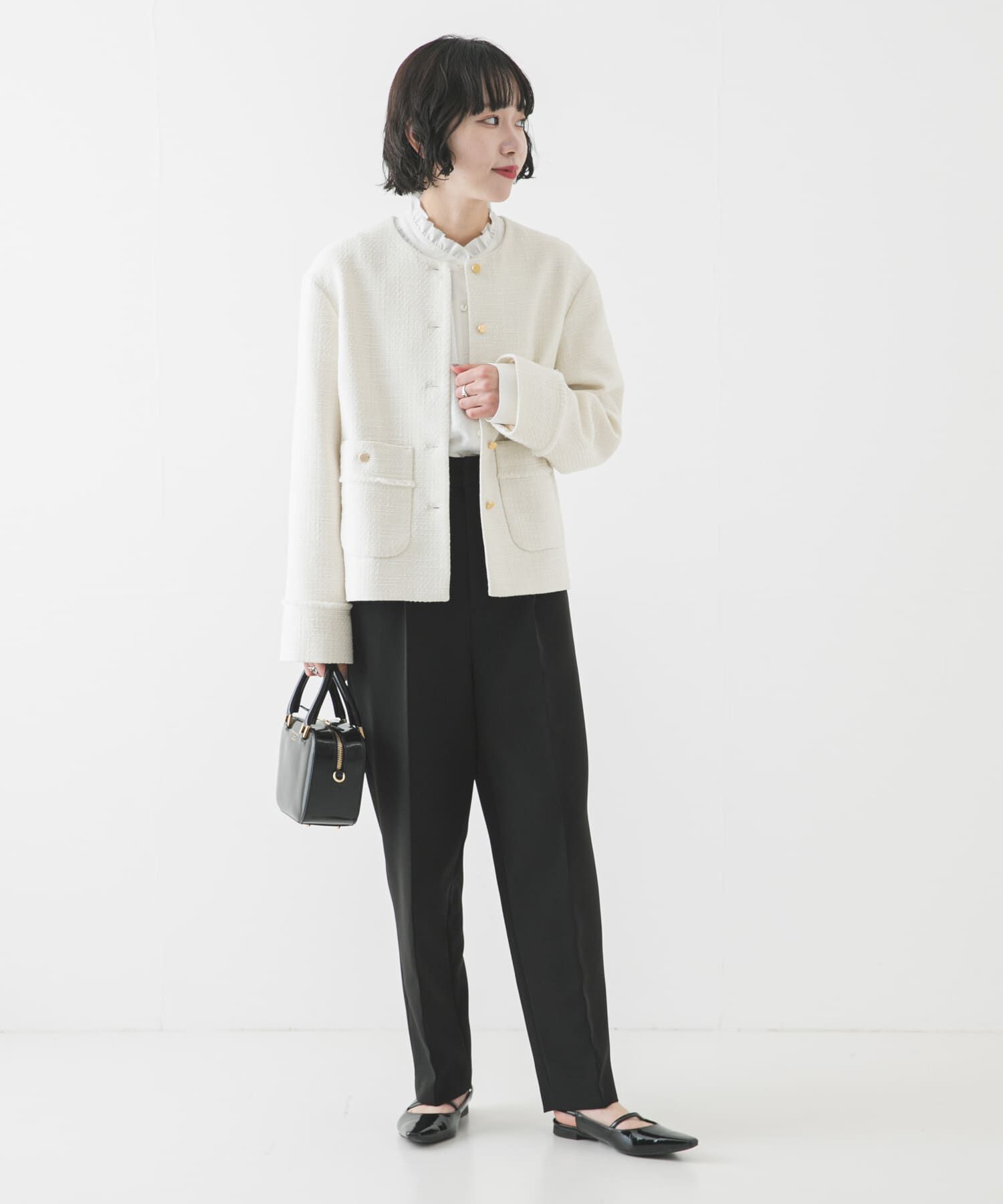 URBAN RESEARCH「ノーカラーツイードジャケット」|ノーカラージャケット|