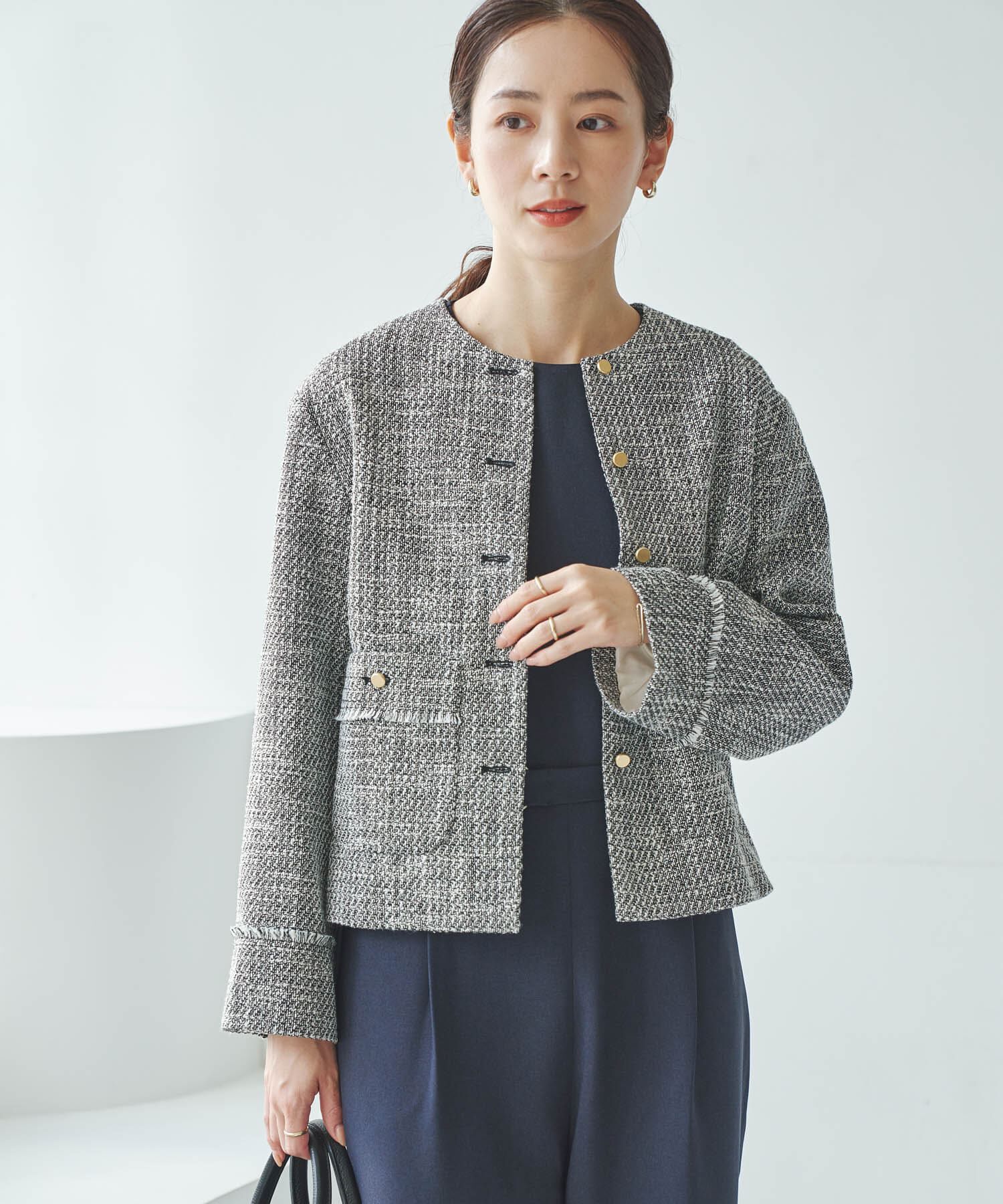 URBAN RESEARCH「ノーカラーツイードジャケット」|ノーカラージャケット|