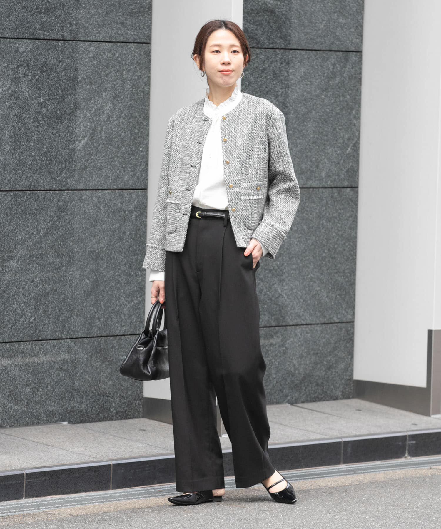 URBAN RESEARCH「ノーカラーツイードジャケット」|ノーカラージャケット|