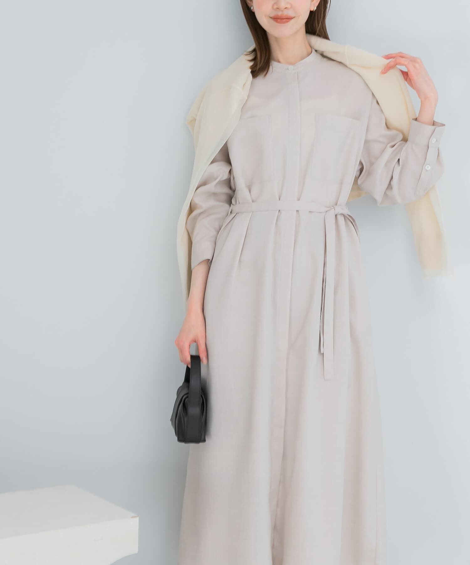 URBAN RESEARCH ROSSO「ウォッシャブルリネンライクシャツワンピース」|ワンピース|ライトベージュ