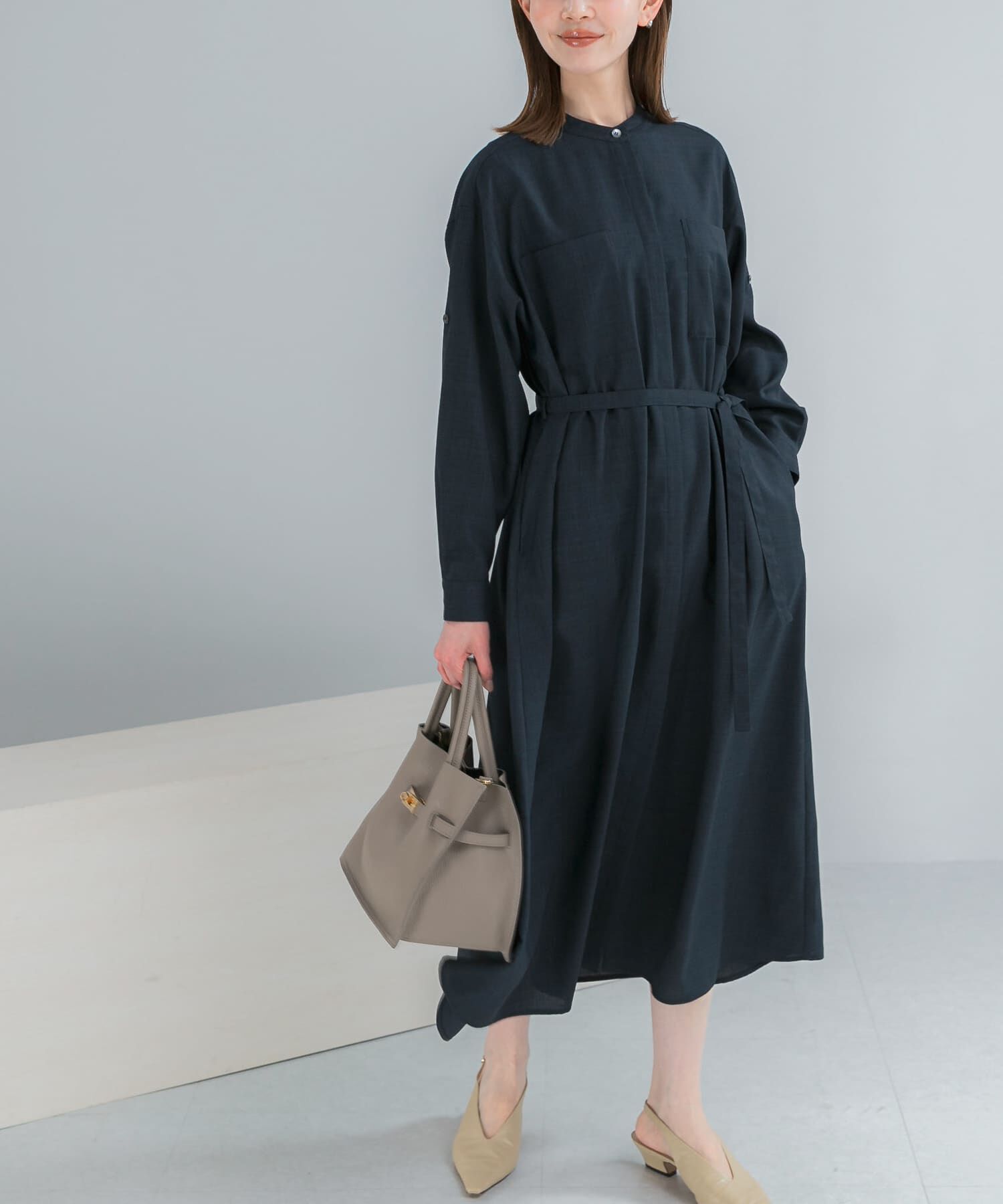 URBAN RESEARCH ROSSO「ウォッシャブルリネンライクシャツワンピース」|ワンピース|