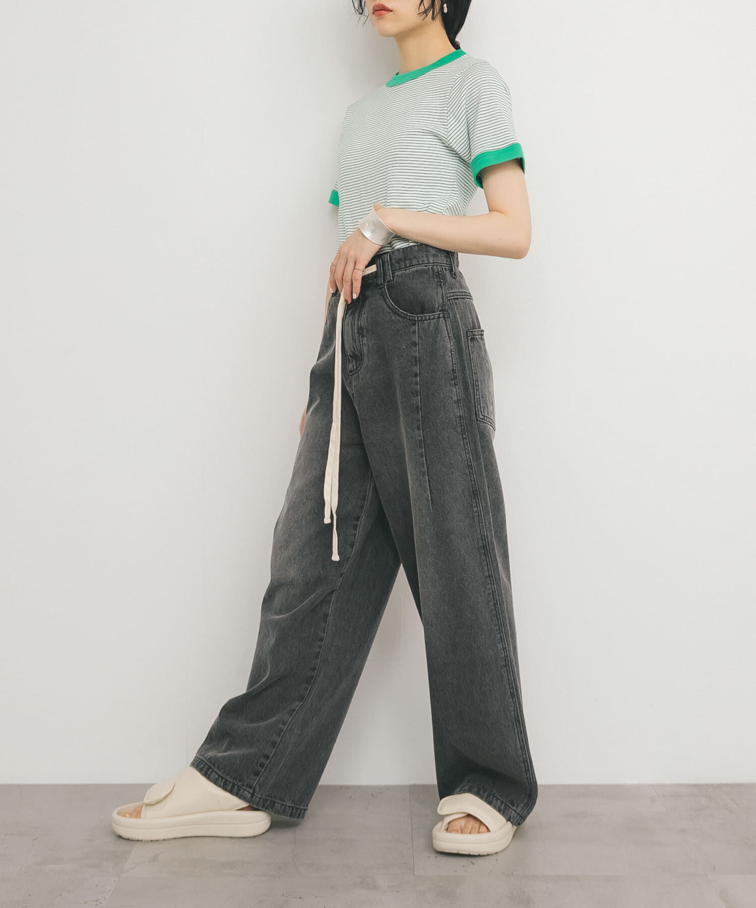  「『2サイズ展開』ドローストリングデニム」|デニム|