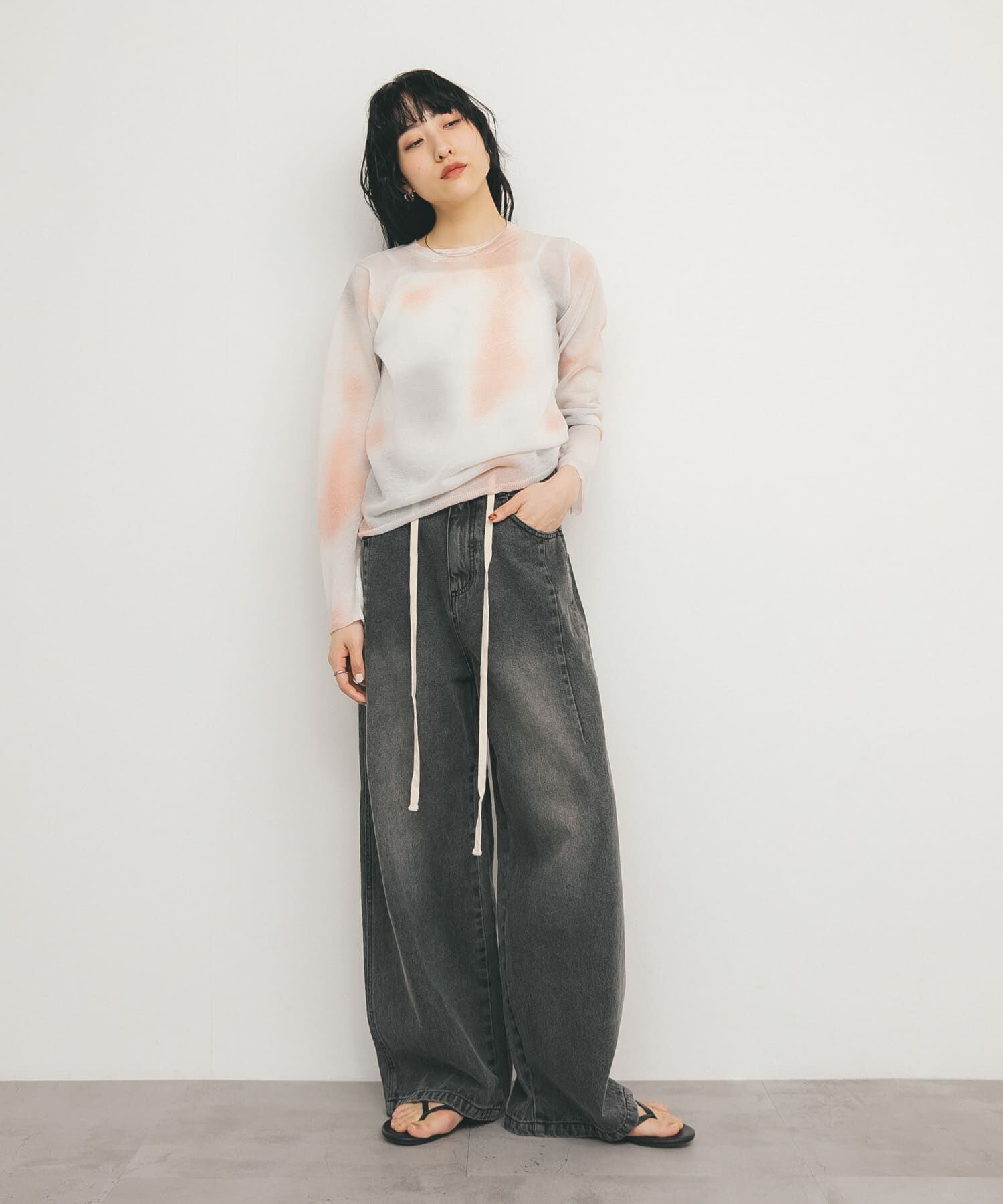  「『2サイズ展開』ドローストリングデニム」|デニム|