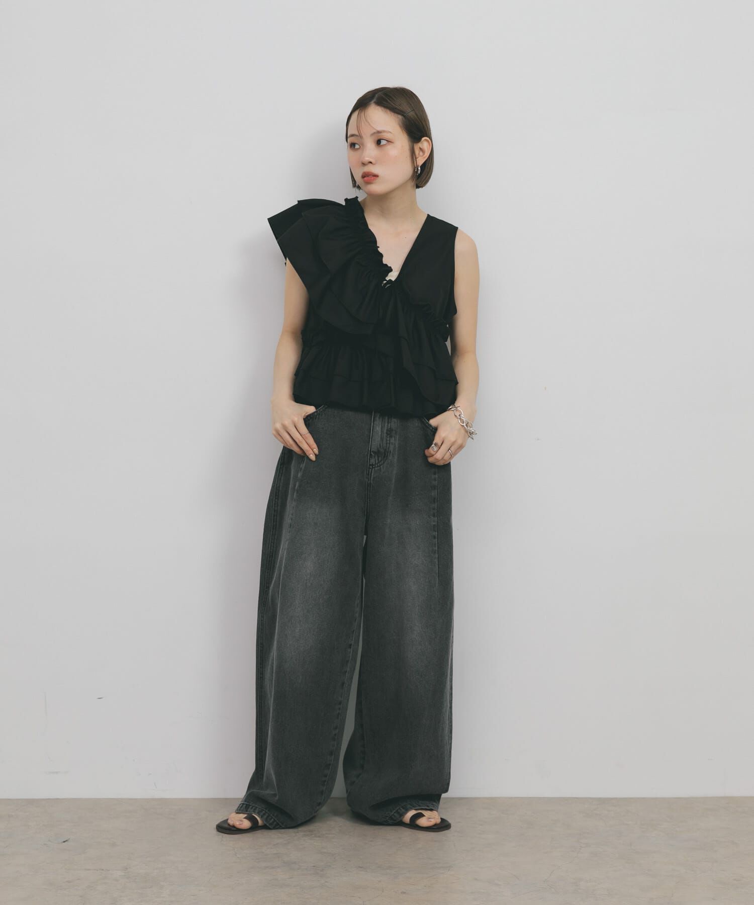  「『2サイズ展開』ドローストリングデニム」|デニム|