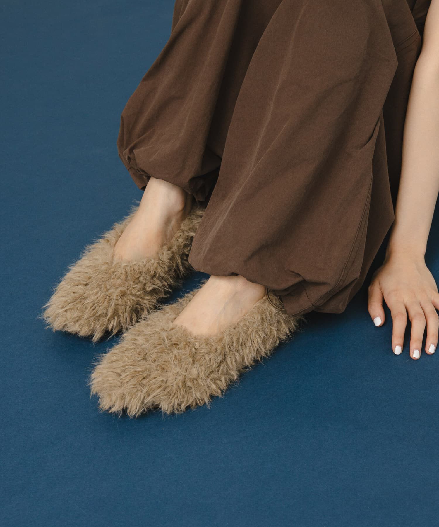  「ラウンドトゥファーシューズ」|その他|ベージュ