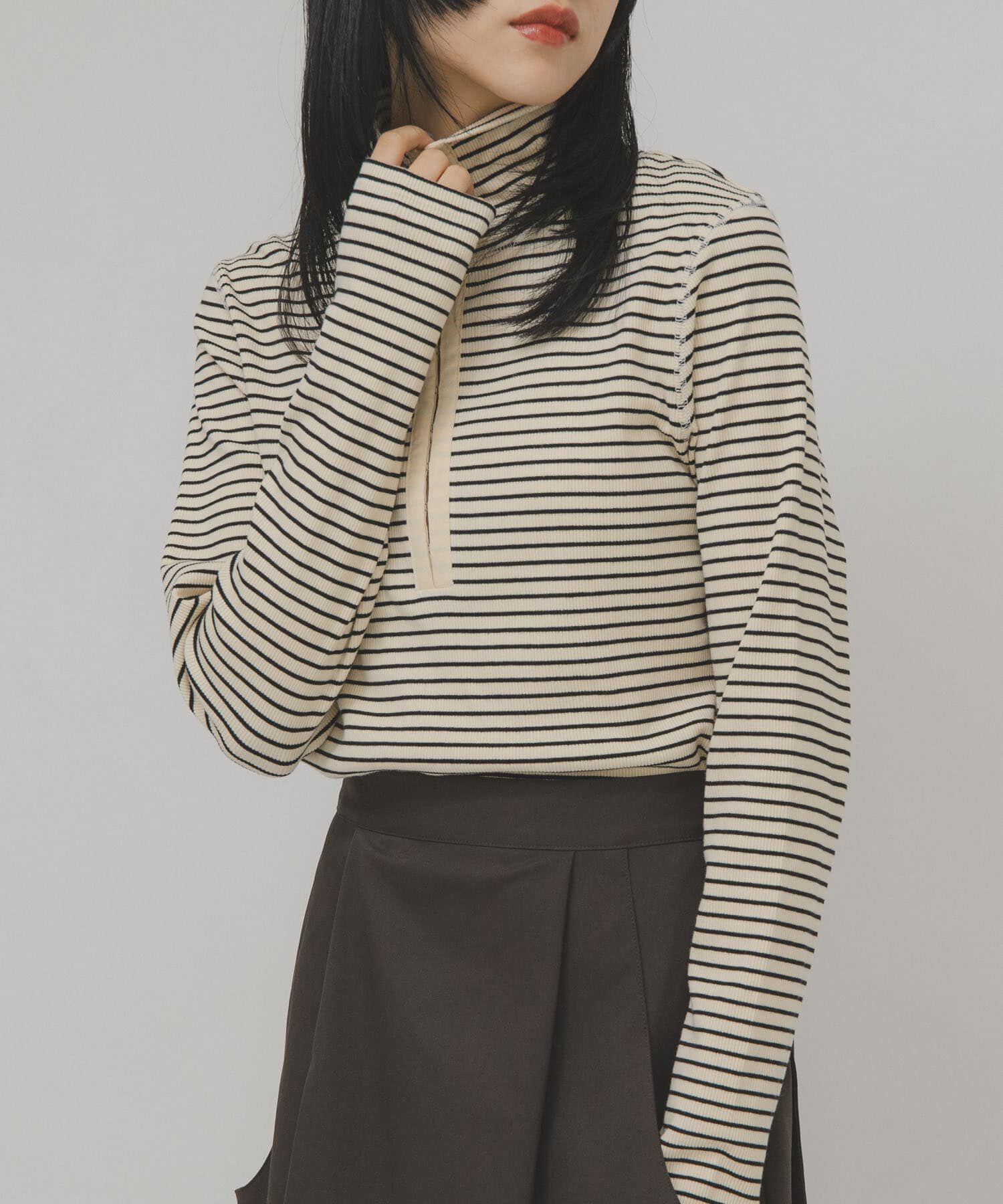  「タートルホックボーダートップス」|Tシャツ・カットソー|