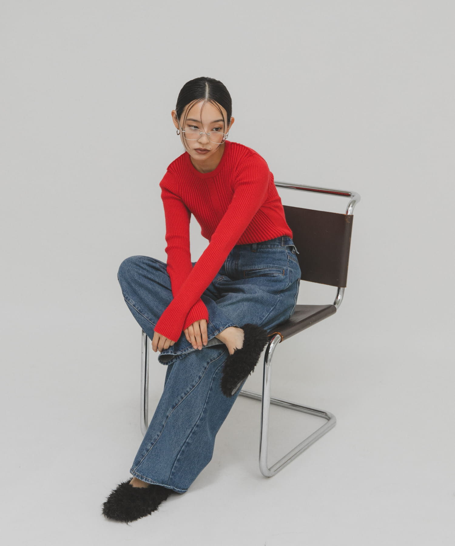  「illi　ランダムRIBクルーネックニット」|ニット・セーター|